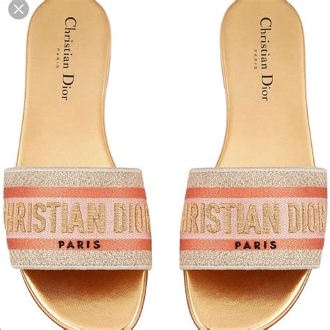 dior gold sandals|christian dior sandals flat.